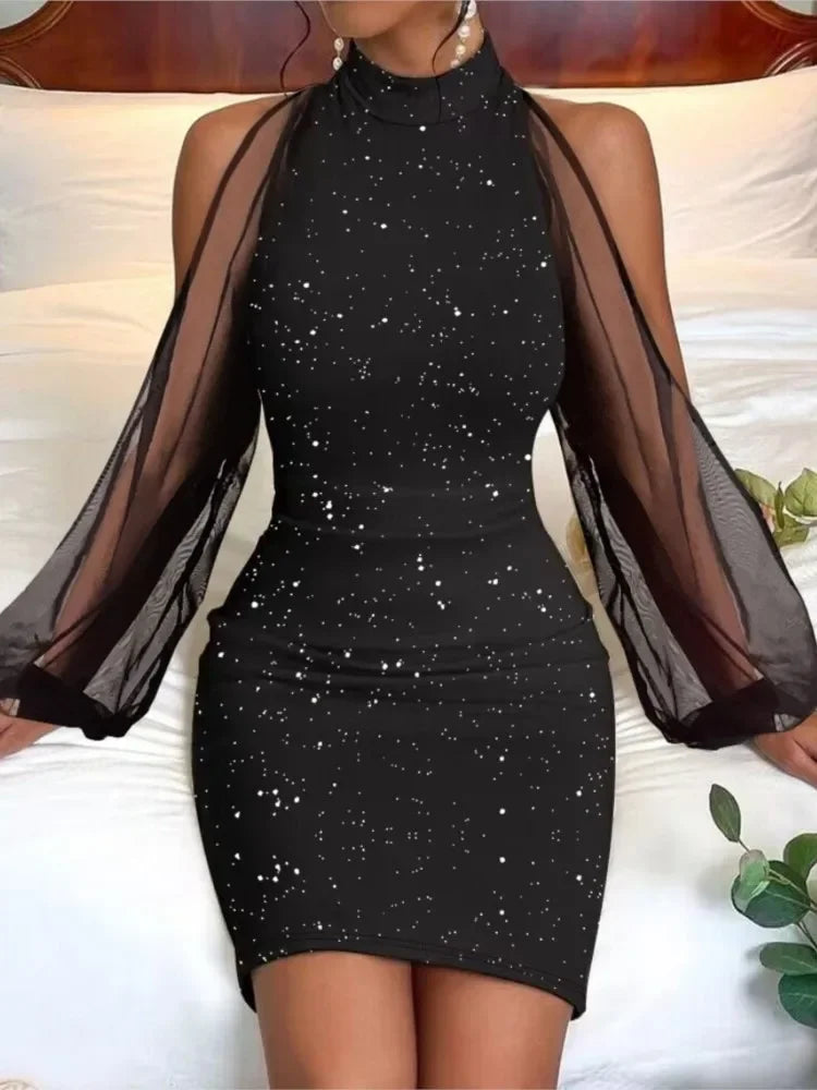 Elegant Lace Lantern Sleeve Dress – A Statement of Grace & Style