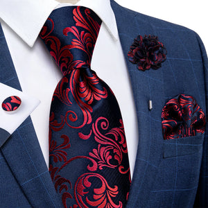 Blue Silver Paisley Neck Tie Set for Men