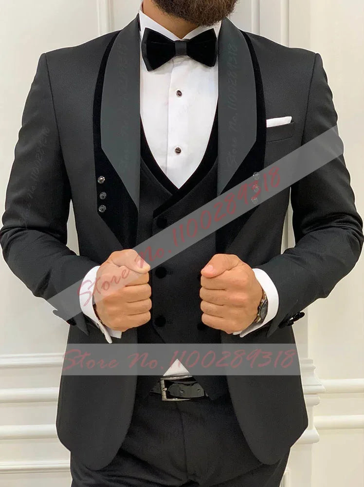 β¨ Latest Black Menβs Formal 3-Piece Suit β¨