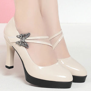 Spring & Autumn High-Heeled Leather Shoes