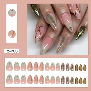 ๐ผ 24pcs White Flower Press-On Nails โ INS Yellow & Pink Blush Tones