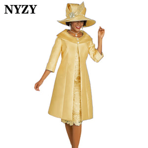 Satin 2-Piece Mother of the Bride Dress with Lace Jacket – Sky Blue Elegance