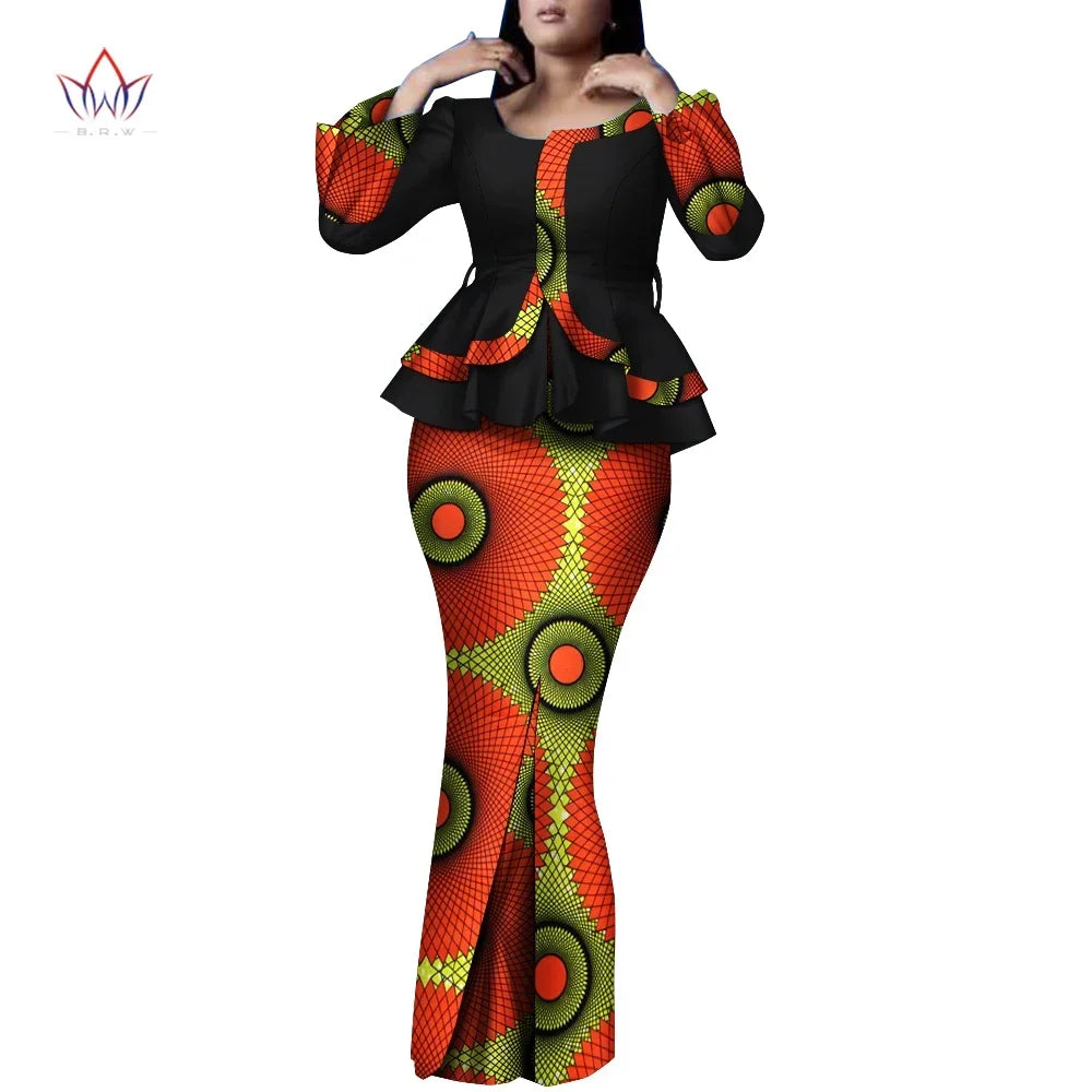 π Summer African Traditional Outfit for Women β Bazin Riche Top & Skirt Set (WY9926)