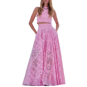 Women’s 2-Piece Outfit – Tank Crop Top & Long Skirt Set