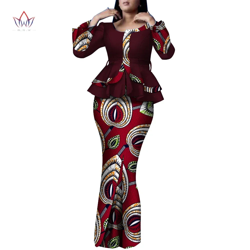 π Summer African Traditional Outfit for Women β Bazin Riche Top & Skirt Set (WY9926)