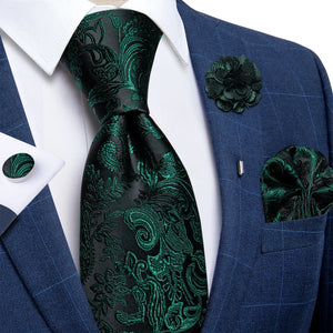 Blue Silver Paisley Neck Tie Set for Men