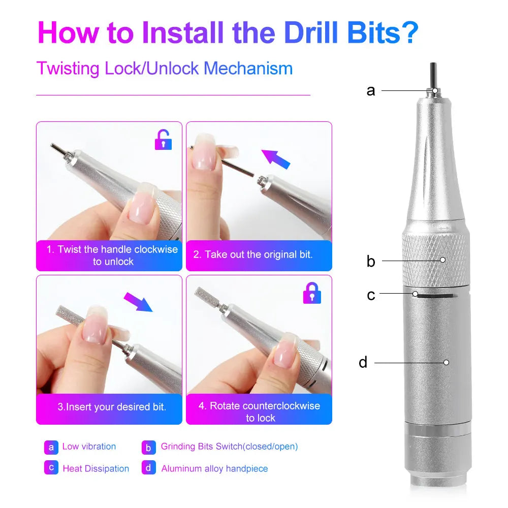 π
45000β―RPM Rechargeable Electric Nail Drill Machine