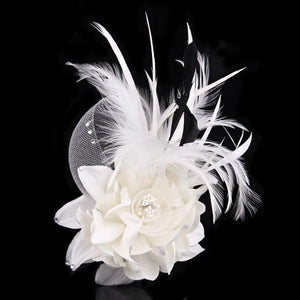 ๐ธ Stylish Simulated Net Flowers Fascinator Hat with Feathers