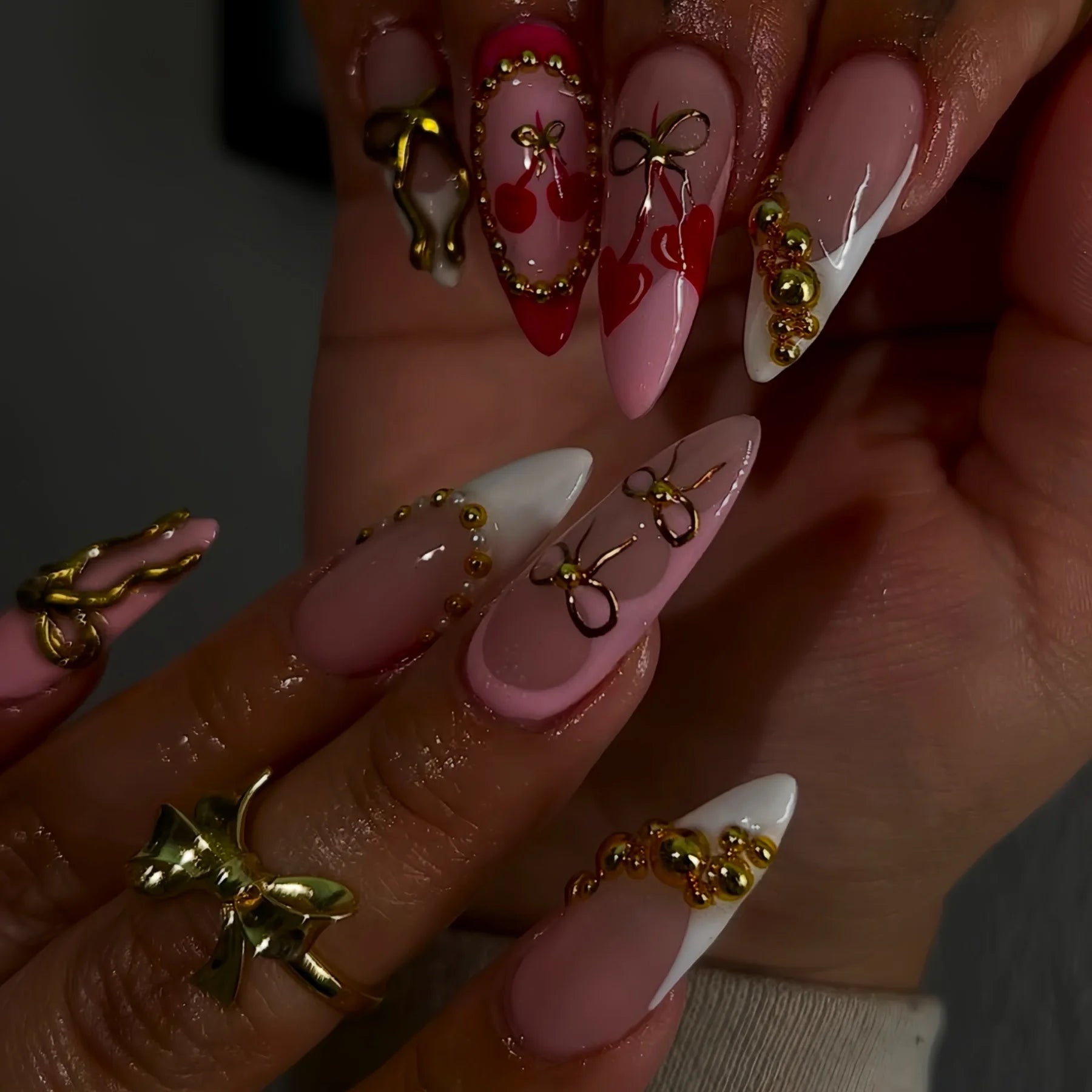 πΏ 24pcs Flora Almond Press-On Nails β Mori Girl Ballet-Inspired Beauty