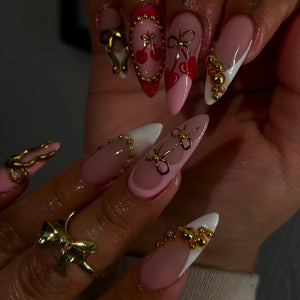 🌿 24pcs Flora Almond Press-On Nails – Mori Girl Ballet-Inspired Beauty