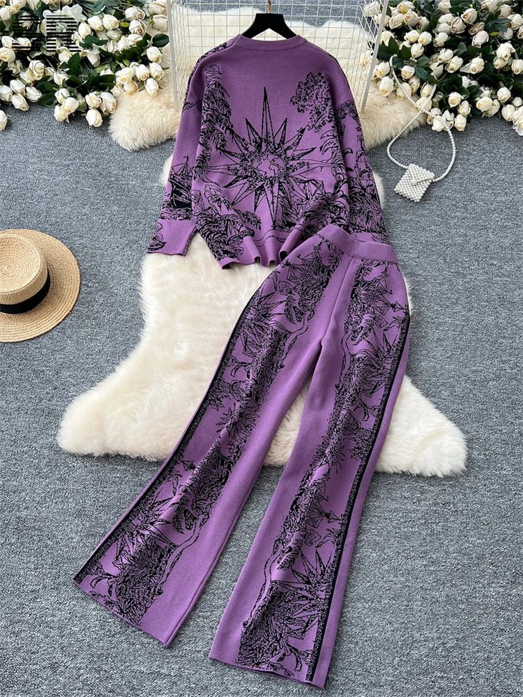 SINGREINY Jacquard Knitting Two-Piece Set β Stay Stylish and Cozy this Fall & Winter!