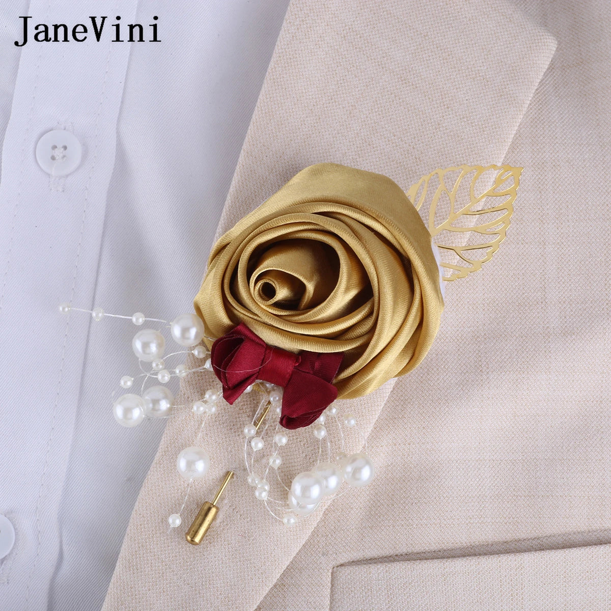 Jane Vini Luxury Gold Groom Boutonniere