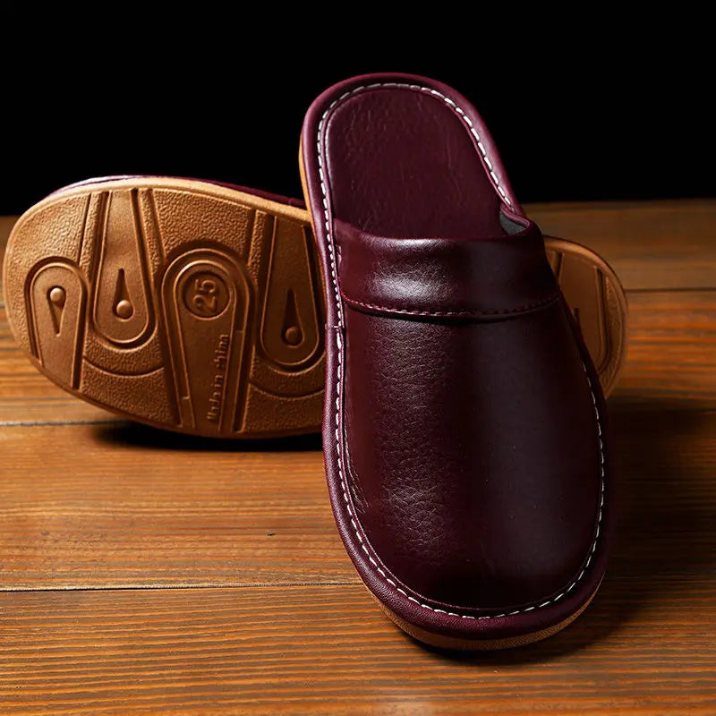 Affordable PU Leather Slippers β Cozy & Waterproof Indoor Comfort