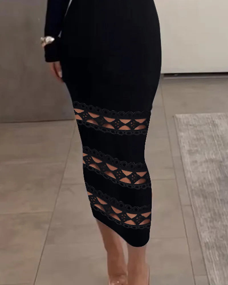 Discover Your New Favorite: The Y2k Sexy Off-Shoulder Lace Patch Midi Dress