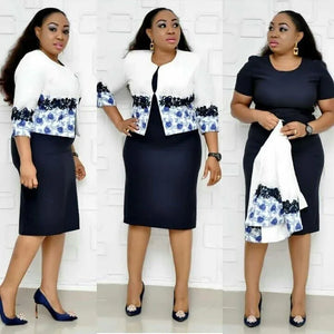African Clothes Flower Printed Two-Piece Set – Sleeveless Bodycon Mini Dress & Coat Suit for Women