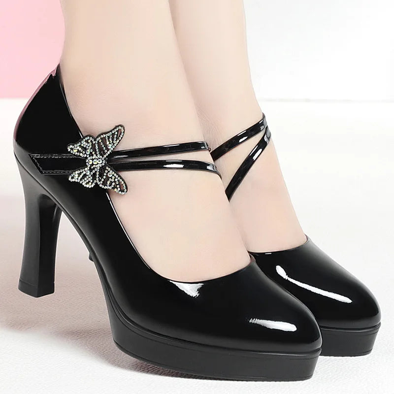 Spring & Autumn High-Heeled Leather Shoes