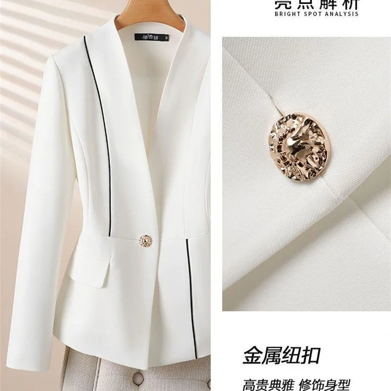 GoodβLooking Splice Collarless Suit Jacket β Womenβs 2026 New Short Blazer