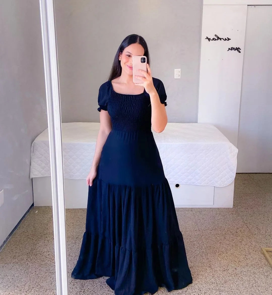 Embrace Elegance with Our Off-Shoulder Fragrant Long Solid Color Women's Dress