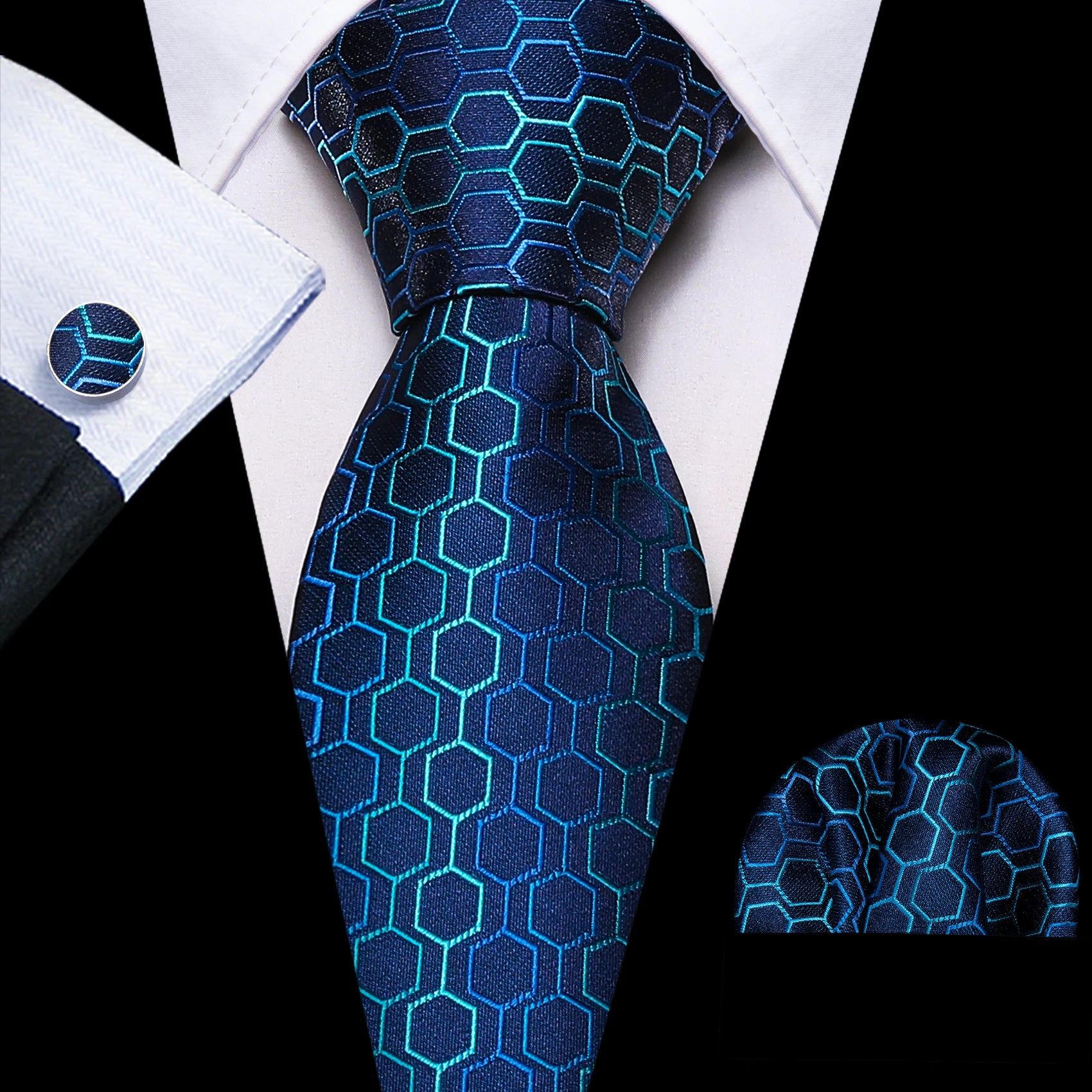 Fashion Teal Novelty Men Tie Set by Barry Wang