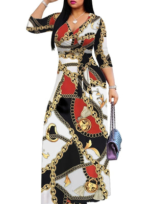 Chic Brush Print Maxi Dress