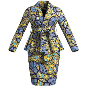 🌺 African Women Top & Skirt Set – Long Sleeve Ankara Print Suit (WY10871)