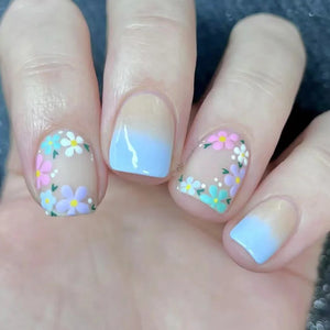 🤍 24pcs Nude White French Press-On Nails – Short Square, Simple & Stylish