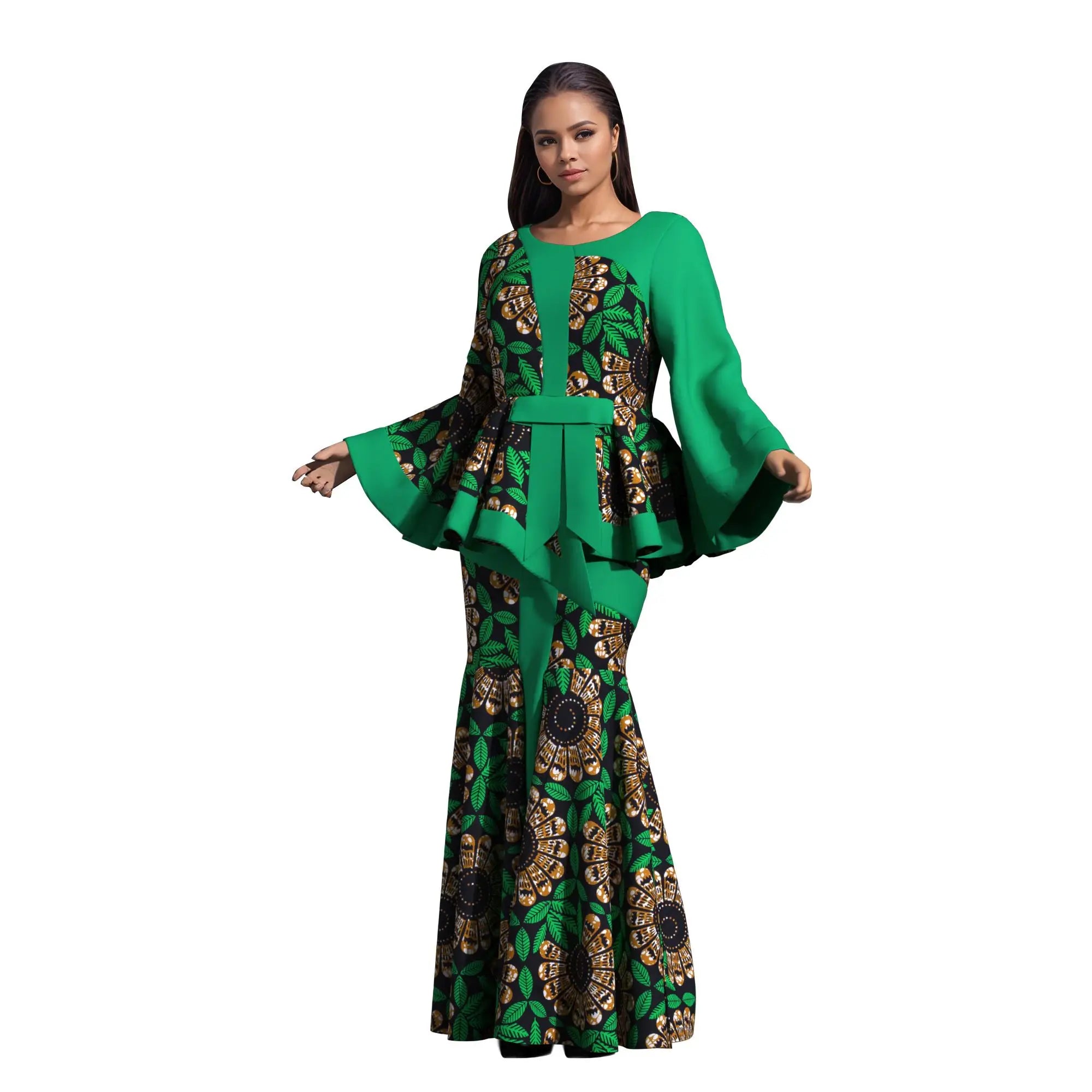 Women’s African Wax Print Two‑Piece Outfit — 2025 Bazin Riche Set (WY3792)