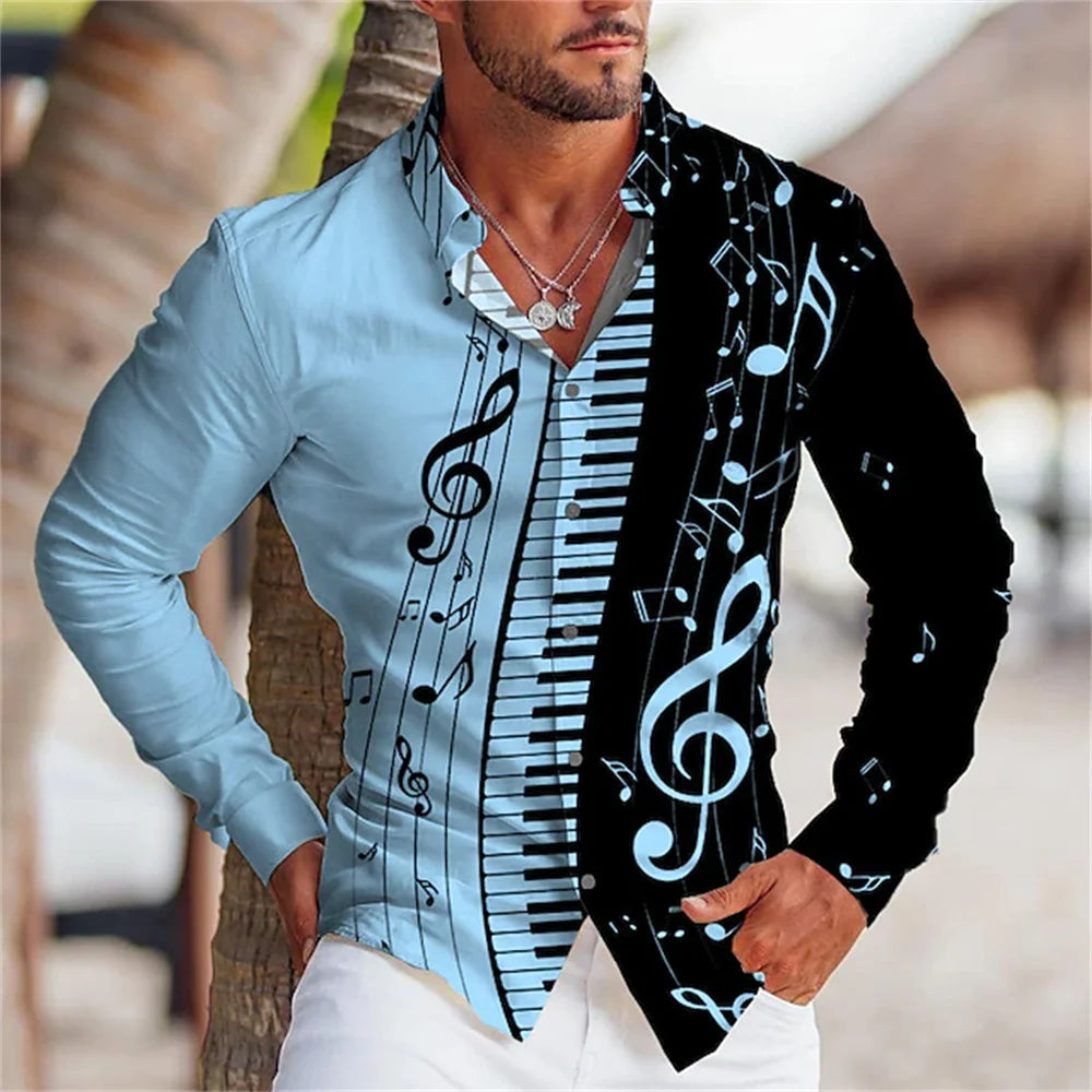 π΅ Summer 2023 Music Button-Up Shirt β Stylish & Comfortable! π΅