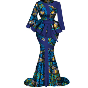 Women’s African Wax Print Two‑Piece Outfit — 2025 Bazin Riche Set (WY3792)