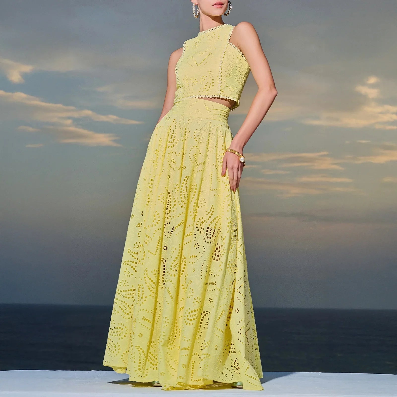 Womenβs 2-Piece Outfit β Tank Crop Top & Long Skirt Set