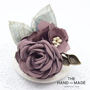 Women's Korean-Style Elegant Fabric Flower Coat with Scarf Buckle