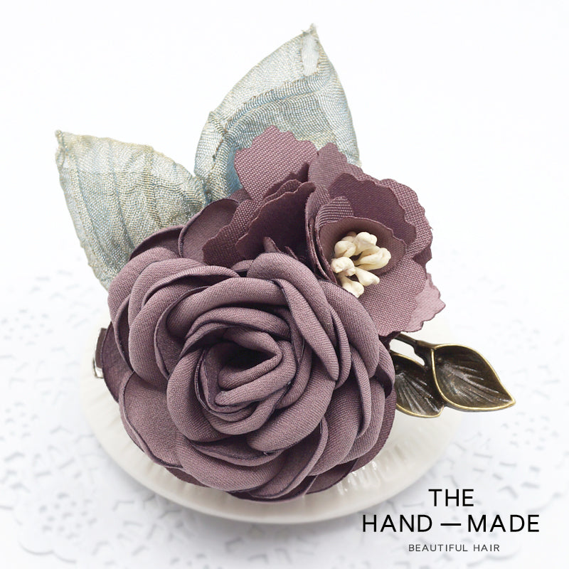 Women's Korean-Style Elegant Fabric Flower Coat with Scarf Buckle