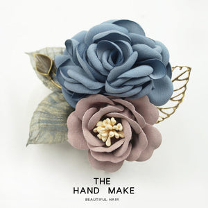 Women's Korean-Style Elegant Fabric Flower Coat with Scarf Buckle