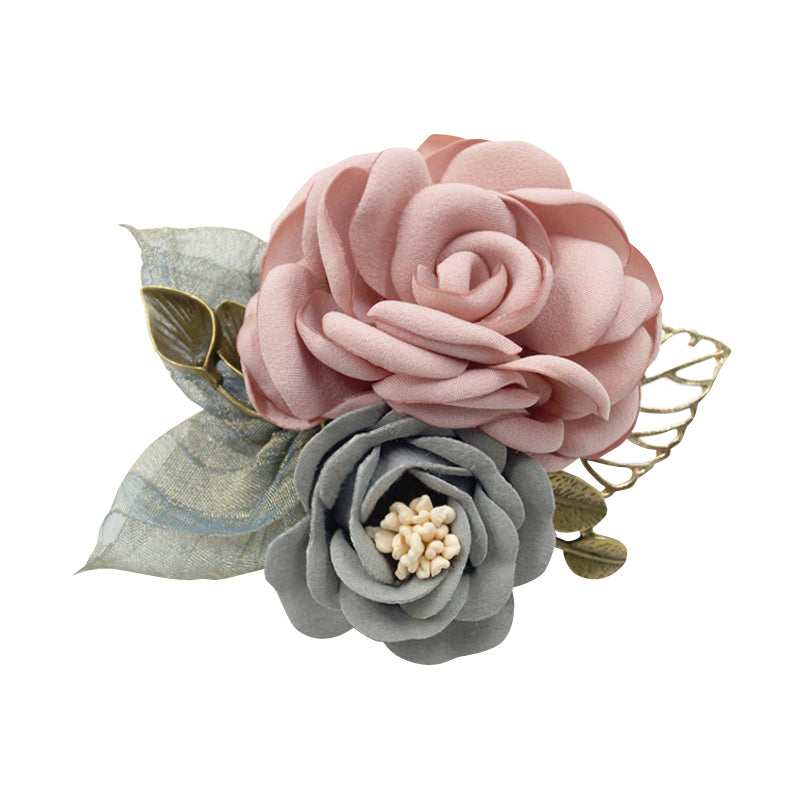 Women's Korean-Style Elegant Fabric Flower Coat with Scarf Buckle