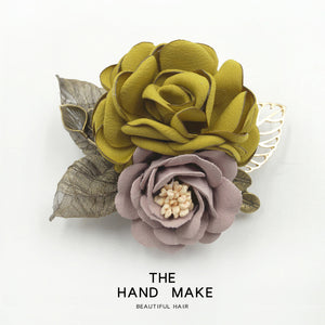 Women's Korean-Style Elegant Fabric Flower Coat with Scarf Buckle