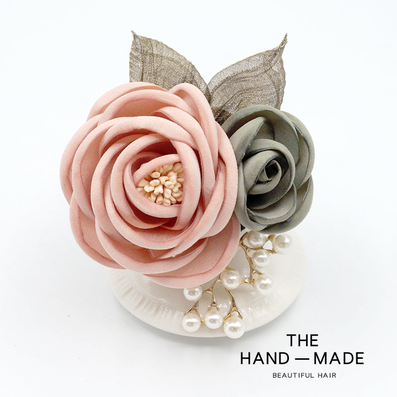 Women's Korean-Style Elegant Fabric Flower Coat with Scarf Buckle