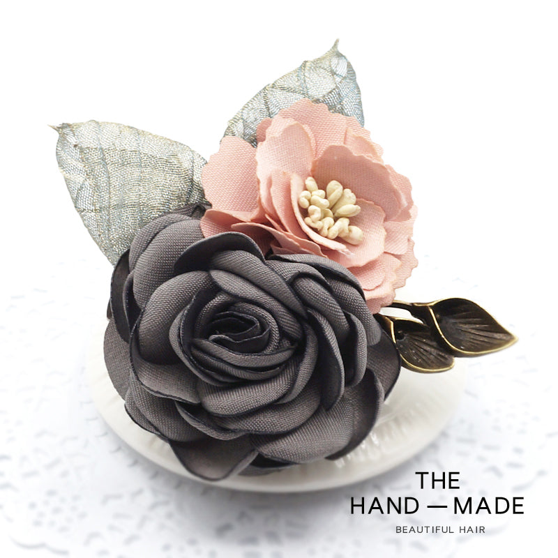 Women's Korean-Style Elegant Fabric Flower Coat with Scarf Buckle