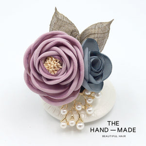 Women's Korean-Style Elegant Fabric Flower Coat with Scarf Buckle