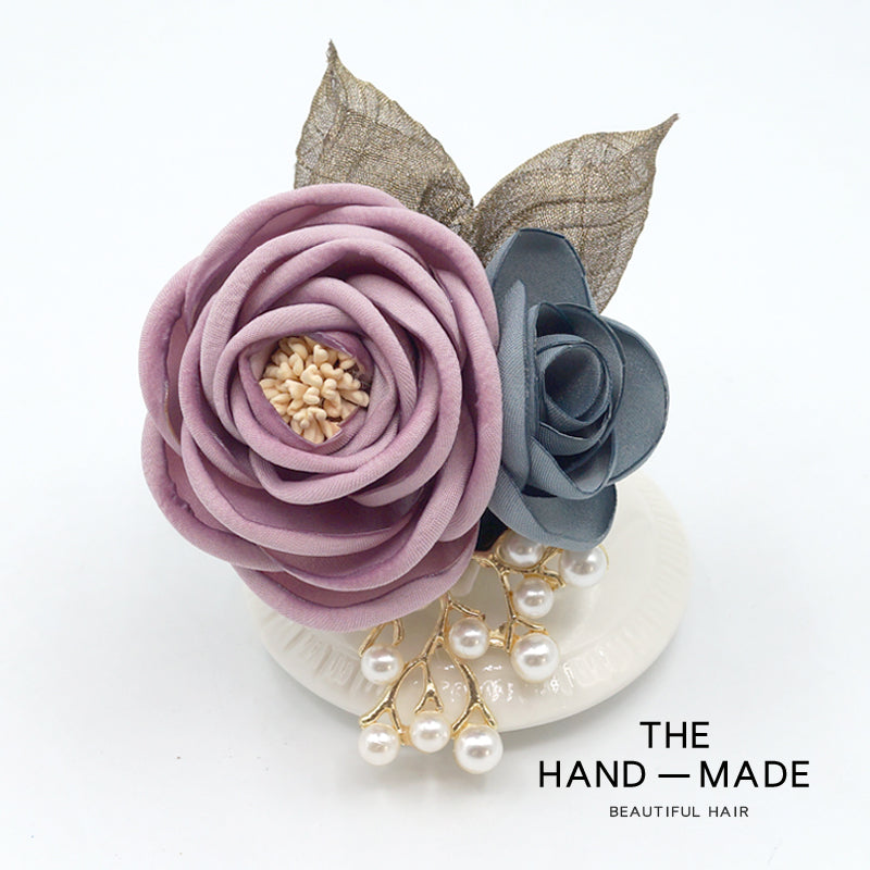 Women's Korean-Style Elegant Fabric Flower Coat with Scarf Buckle