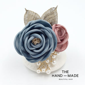 Women's Korean-Style Elegant Fabric Flower Coat with Scarf Buckle