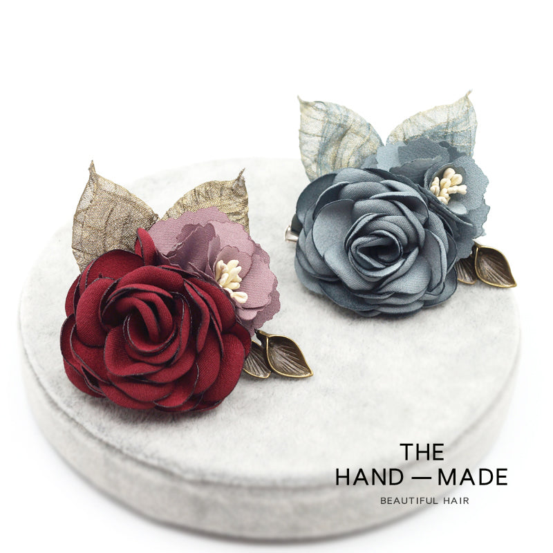 Women's Korean-Style Elegant Fabric Flower Coat with Scarf Buckle