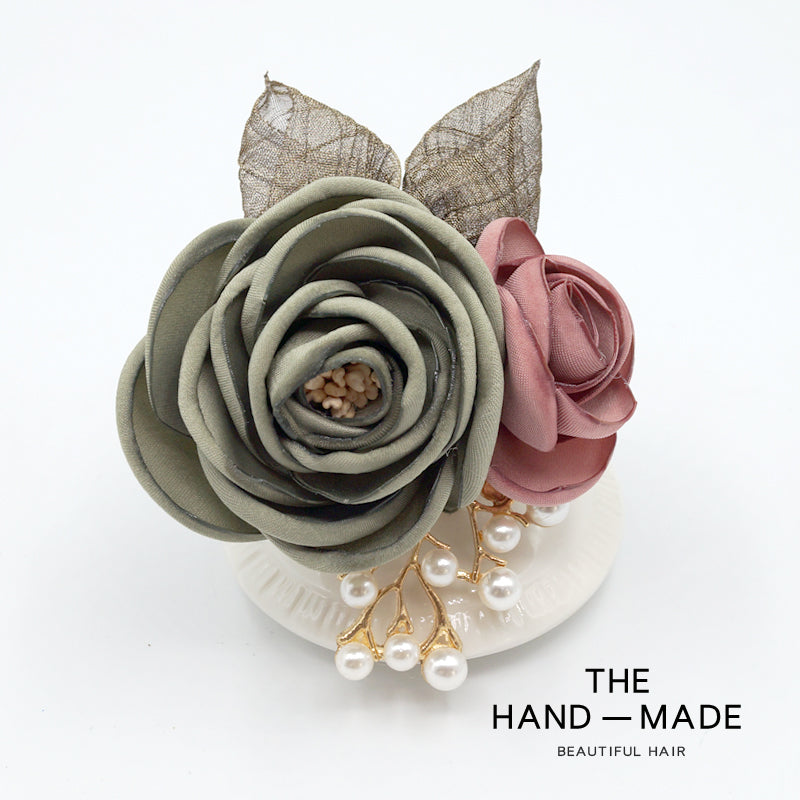 Women's Korean-Style Elegant Fabric Flower Coat with Scarf Buckle