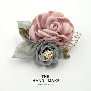 Women's Korean-Style Elegant Fabric Flower Coat with Scarf Buckle