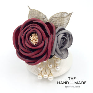 Women's Korean-Style Elegant Fabric Flower Coat with Scarf Buckle