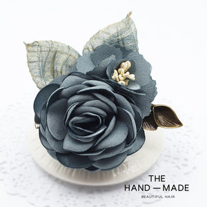 Women's Korean-Style Elegant Fabric Flower Coat with Scarf Buckle