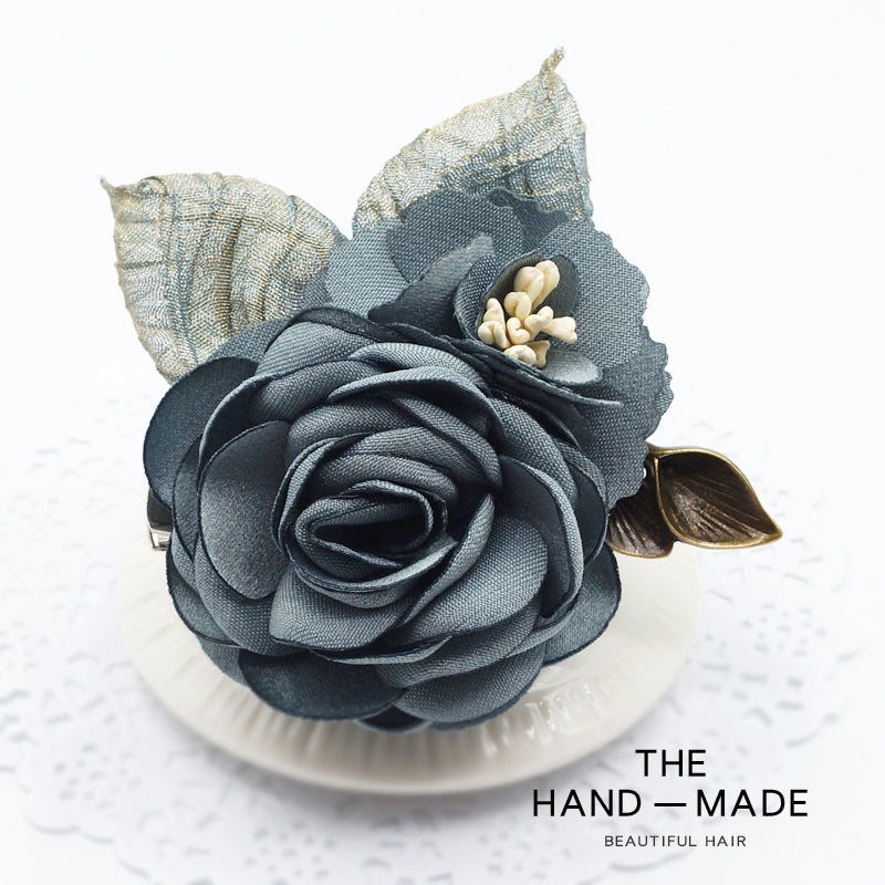 Women's Korean-Style Elegant Fabric Flower Coat with Scarf Buckle