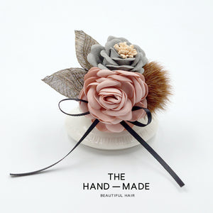 Women's Korean-Style Elegant Fabric Flower Coat with Scarf Buckle