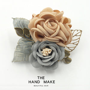 Women's Korean-Style Elegant Fabric Flower Coat with Scarf Buckle