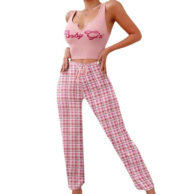 Spring & Summer Womenβs Casual Pajama Set β 2-Piece Home Wear