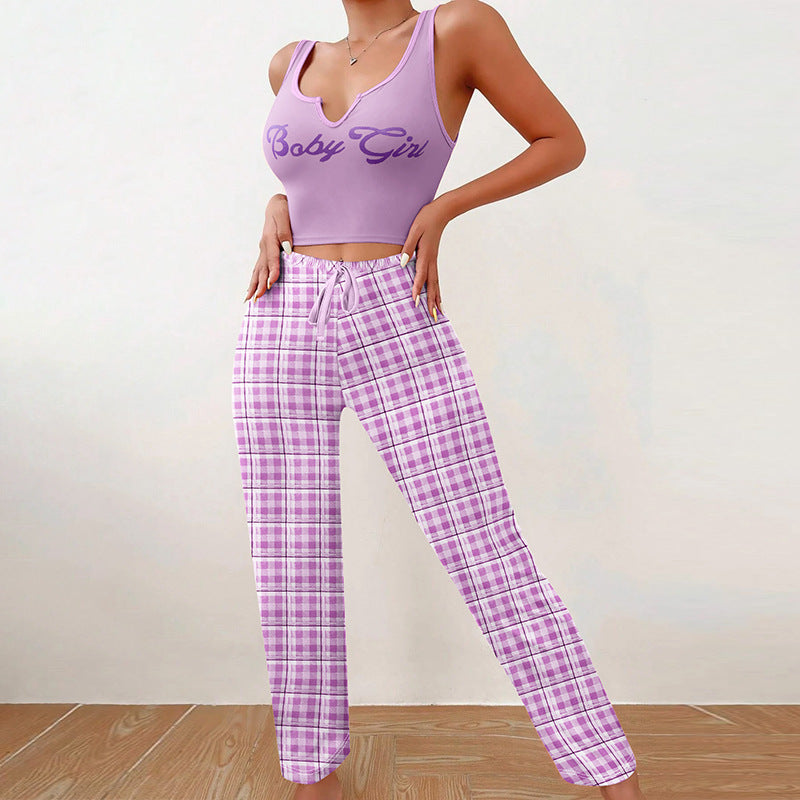 Spring & Summer Womenβs Casual Pajama Set β 2-Piece Home Wear